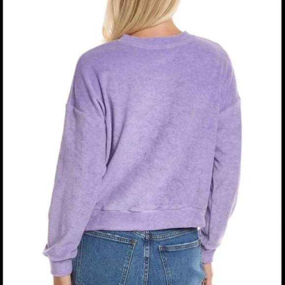 NWT Donni Purple Henley Terry Cloth Sweatshirt - Picture 2 of 7